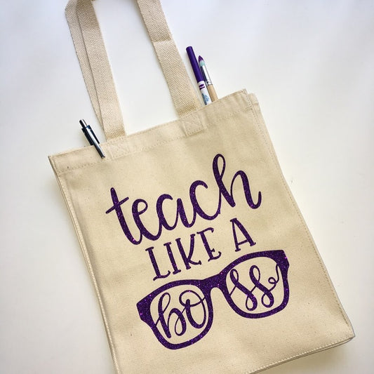 Teach like a boss custom teacher tote bag